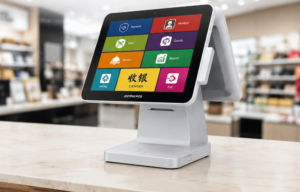 POS-Terminal mit zwei Bildschirmen: Wann macht ein Kunde ….